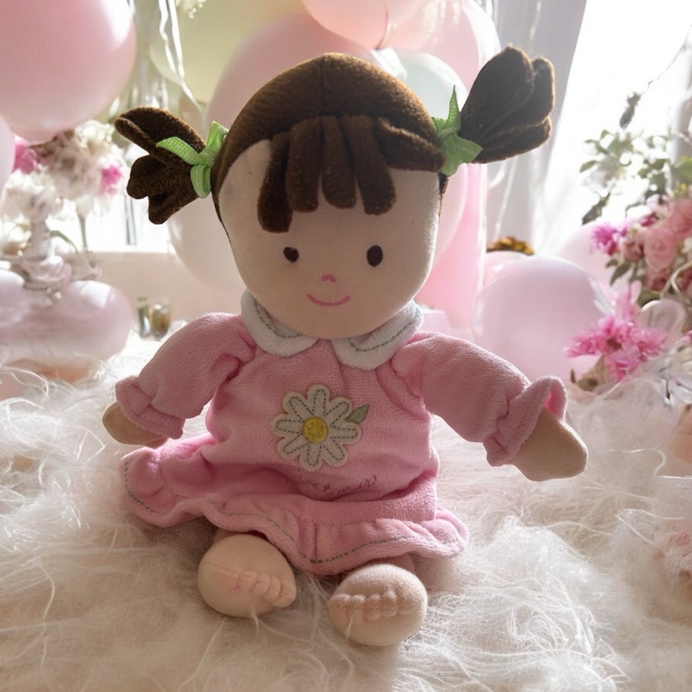 HTF Carters Just One Year JOY Girl Doll My First Doll Plush Lovey Pink Dress 1st
